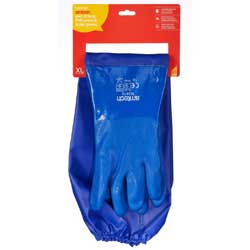 Pair of long PVC pond and drain gloves in blue