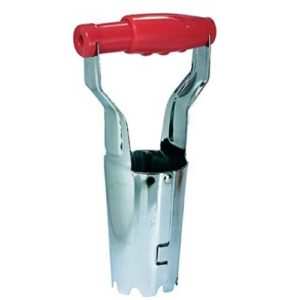 Garden hand held bulb planter with spring grip